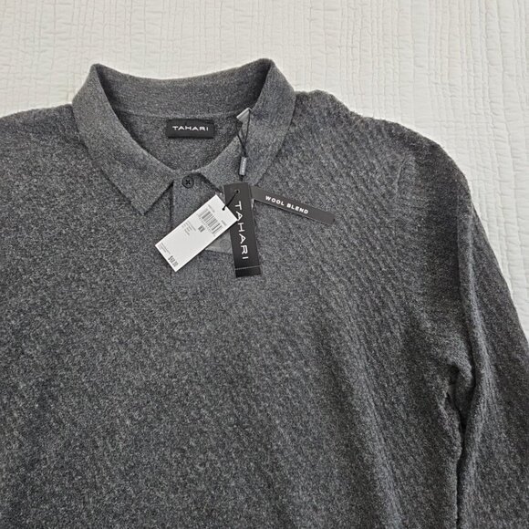 Tahari Wool Blend Sweater Men's Medium Grey Long Sleeve Pullover NWT MSRP $70 - Picture 5 of 16
